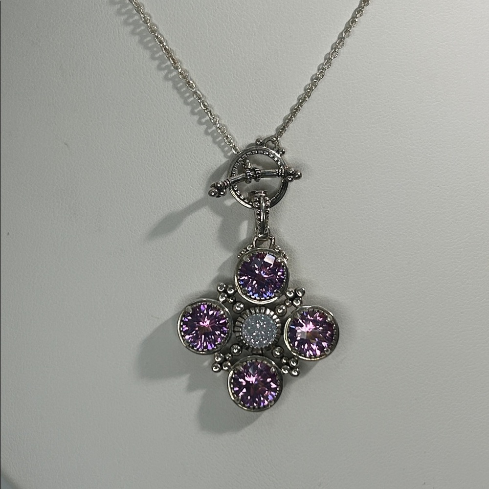 NWOT Nicky Butler Sterling Silver Genuine Gemstone Enhancer Bail Toggle Necklac